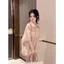 Bộ đồ thời trang thông thường cao cấp nhẹ nhàng phong cách Hồng Kông dành cho nữ lưng rỗng buộc dây nửa tay Quần short hai mảnh mùa hè