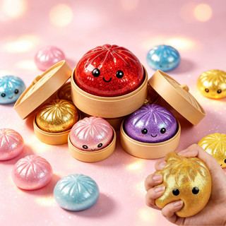 8.5cm Kích Thước Lớn Lấp Lánh Baozi Bóp Đồ Chơi Tăng Chậm Bóng Căng Thẳng Mềm Giảm Lo Âu Fidget Đồ Chơi Với Hấp Hộp Bảo Quản