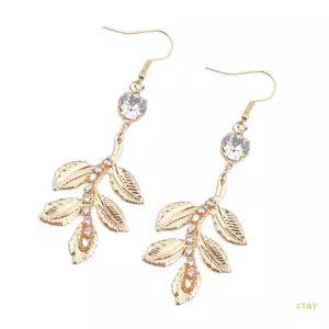 Ở lại Shimmering Pha Lê Baroque Kim Loại Treo Lá Bông Tai Thiết Kế Nhẹ Dạ Hội Trang Sức Cho Nàng