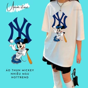 （Giao hàng 24h）Angela Áo Thun NY Bóng Chày Unisex Form Rộng Tay Lỡ Cao Cấp Định Lượng 250 GSM Co Giãn 2 Chiều