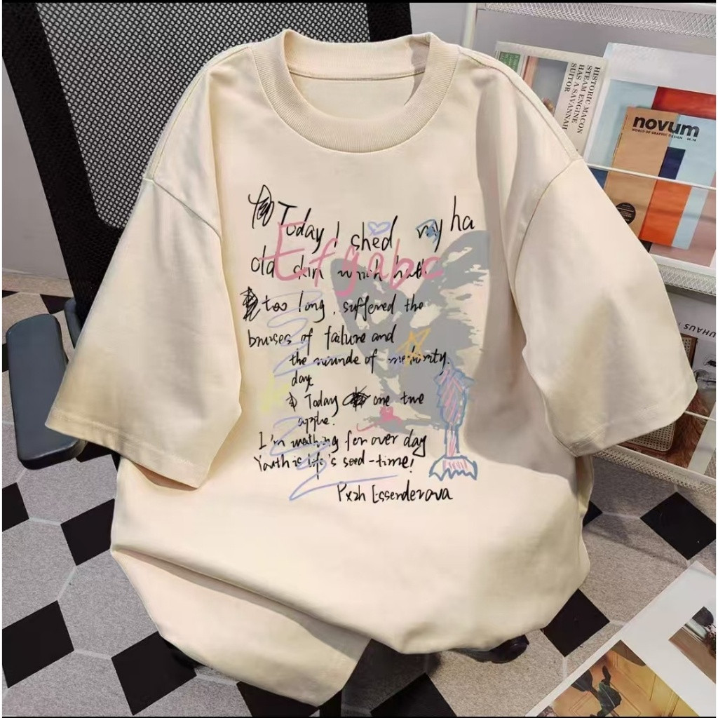 （Giao hàng 24h）Angela Áo Thun 100% Cotton BIG SIZE Áo thun ngắn tay dáng in hình cách mới dành cho nữ local Brand