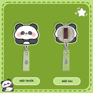 Móc - Kẹp bảng tên HSSV, nhân viên có thể kéo dãn - yoyo nhựa acrylic họa tiết Panda M18