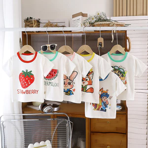 Bé Trai Bé Gái Cotton Nguyên Chất Áo Thun Tay Ngắn Mùa Hè Phong Cách Mới Hoạt Hình Top 80-150 Size 5UQI