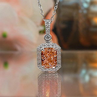 Châu Âu Mỹ ins Phong Cách Mới 3 Carat Kim Cương Morgan Cam Hình Chữ Nhật Vòng Cổ Nữ
