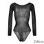 Bộ đồ liền thân bằng lưới dài tay cổ thuyền đính đá trang trí lưới cá Áo Leotard