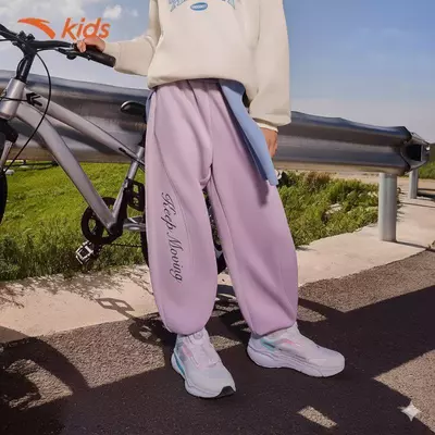 ANTA Kids Quần Nỉ Jogger Dài Bé gái 362547735U – Mềm, Ấm, Bo Gấu, Co Giãn, Thoải Mái Mặc Hằng Ngày
