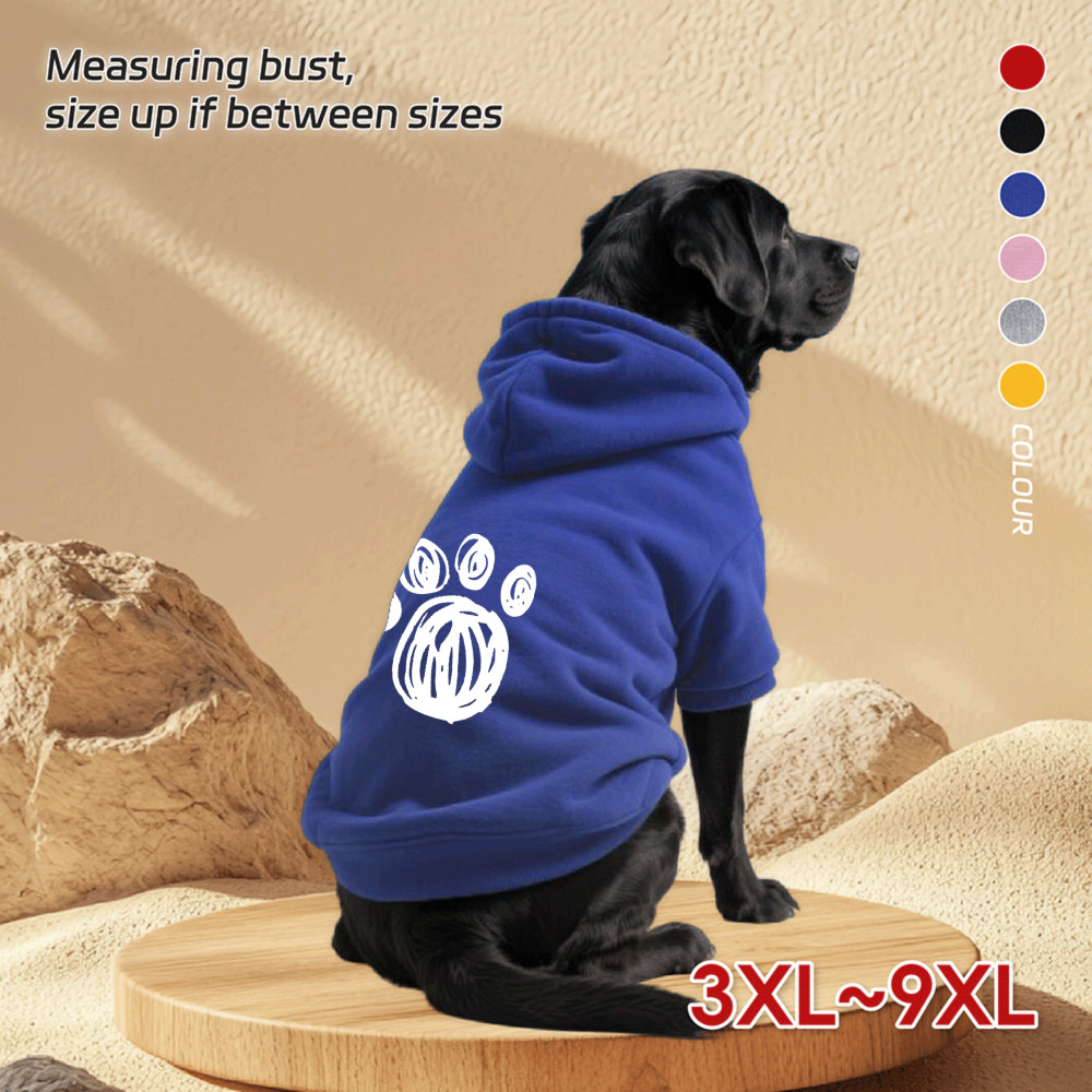 Áo Hoodie cho chó lớn 3XL-9XL, phong cách chui đầu, Có 6 màu, Vải mềm, Thoải mái, thoáng khí, ấm áp, có thể giặt được, Thích hợp cho tất cả các giống chó lớn