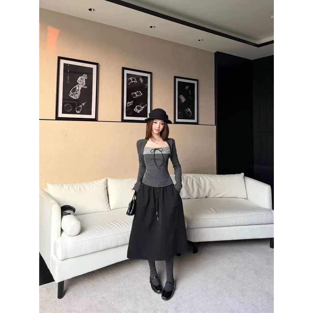 Milyfashion Áo Thun Dài Tay Hai Mảnh Chấm Bi, Phong Cách Slim Fit Xu Hướng Mới