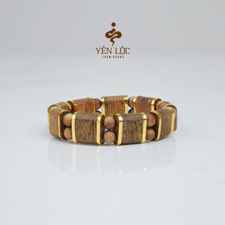 Lách Tay Trầm Tự Nhiên ĐH Bọc Vàng 8k - Trầm Hương Tự Nhiên - Mùi Thơm Dịu Ngọt - Trầm Hương Yên Lộc - Tặng kèm hộp VIP
