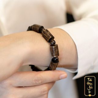 Vòng Gỗ Trầm Sánh Chìm Khắc Họa Tiết, Đồ Gỗ Tự Làm