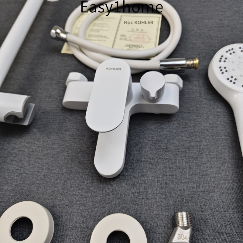 【KOHLER】Vòi sen, vòi sen trộn, van trộn màu trắng, van trộn đồng toàn bộ, vòi nước nóng lạnh, công tắc trộn phòng tắm, b