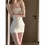 Thu Đông Pure Desire Hot Girl One-Shoulder Tube Top Dress Slim-fit Slimmer Look Hip Váy Lớp Hai Mảnh Gợi Cảm Thoáng Khí