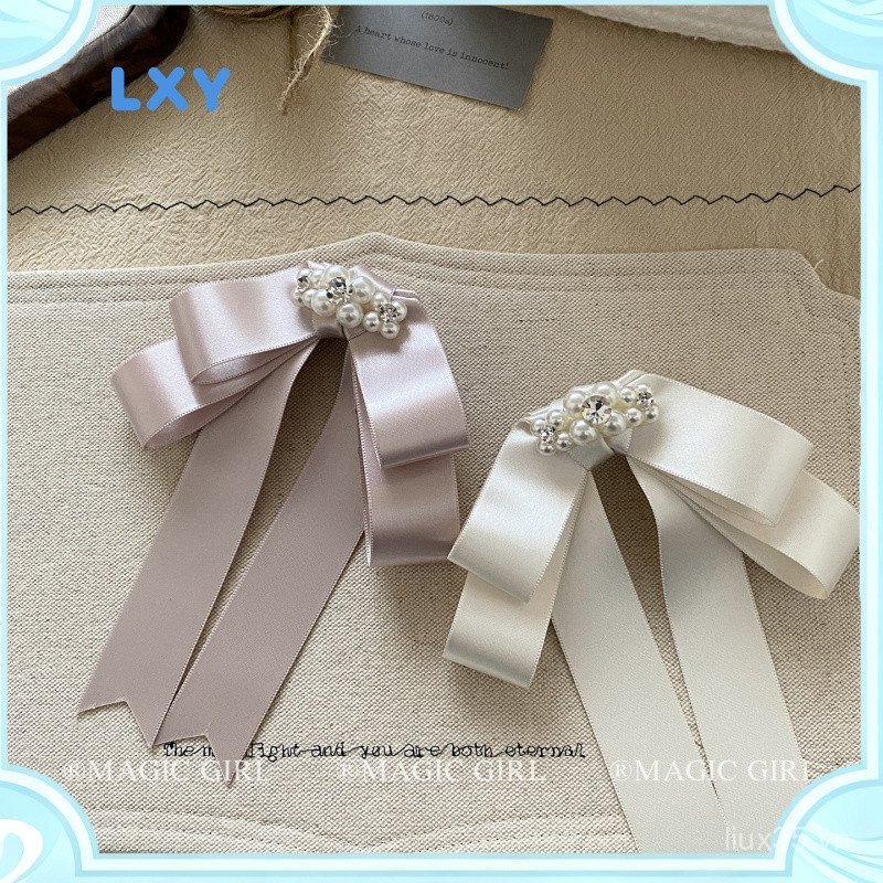 LXY Công Chúa Hàn Quốc Satin Ruy Băng Nơ Kẹp Tóc Tính Khí Kim Cương Giả Ngọc Trai Kẹp Tóc Mũ Đội Đầu Mỏ Vịt Cao Cấp Kẹp Phụ Kiện Tóc