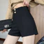 Eo Cao Mỏng Hơn Nhìn Màu Đen Phù Hợp Với Quần Short Nữ 2024 Thời Trang Thường Ngày Phù Hợp Với Bên Ngoài Mặc Chữ A Quần Ống Rộng 5.12