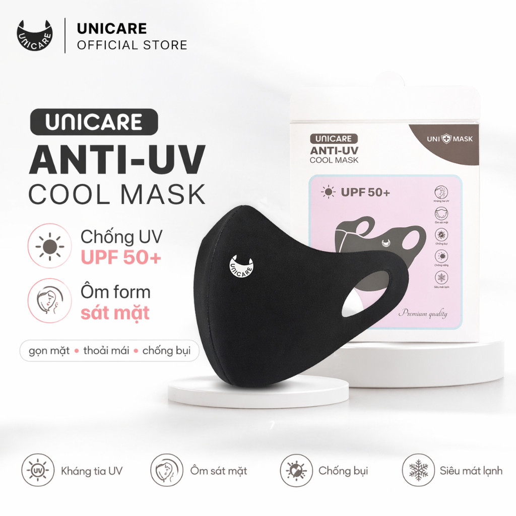 [Giá mở bán] Khẩu trang Unicare Anti UV Cool Mask, khẩu trang chống tia UV  vải mát lạnh mềm mịn - Hàng chính hãng