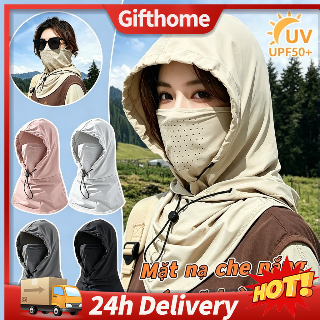 ✈️Giao Hàng 24h✈️ Mặt nạ chống nắng có mũ trùm đầu thoáng khí Full Head Face Cover Uv Protection Balaclava Dành cho nam nữ Đi xe đạp Đi bộ đường dài