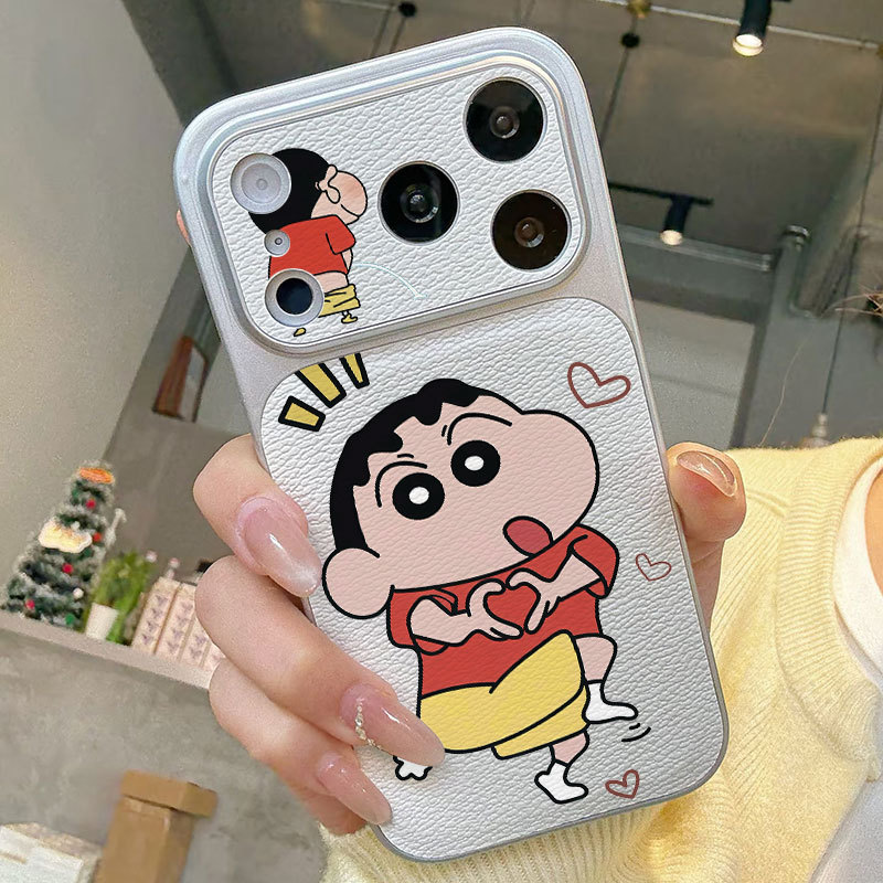 Ốp lưng iPhone Crayon Shin-Chan Bao da mềm cao cấp đựng máy ảnh - iP 7/8/X/XS/XR/11/12/13/14/15/16/17/Plus/Air/Pro/Max