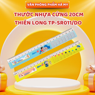 Combo 5 Thước Thẳng 20cm Thiên Long TP-SR011/DO – Thước Nhựa Trong Suốt Hình Doraemon Có Chỗ Ghi Tên