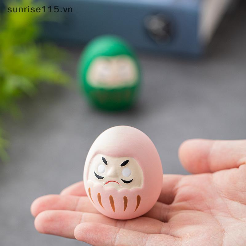 SSVN Gốm sứ Nhật Bản Daruma Tượng Daruma Tumbler Thủ công Luy Fortune Trang trí Phong cảnh Búp bê Daruma Phong thủy Quà tặng trang trí nội thất.