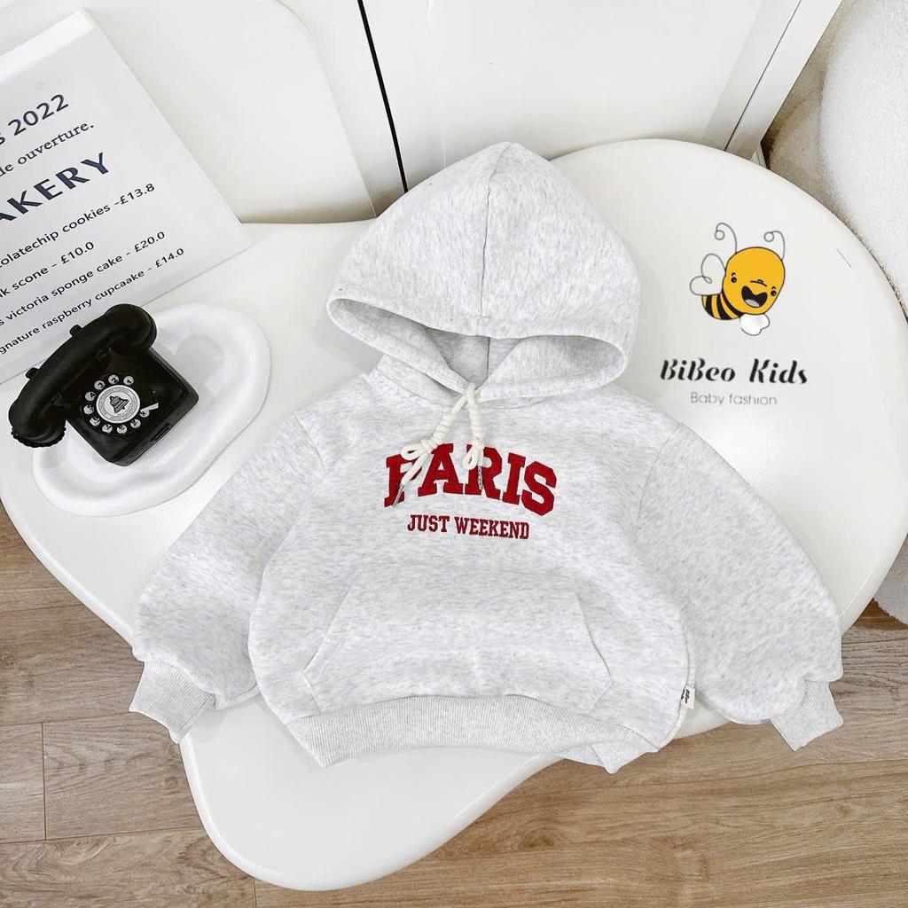 [BiBeo Kids] ÁO HOODIE NỈ 2 DA cho bé trai bé gái, Áo thu dông dài tay cho bé trai bé gái