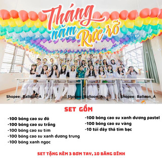 Set bóng bay trang trí lớp học, chụp ảnh kỷ yếu cuối cấp, trang trí kỷ yếu bằng bong bóng. DFKY4