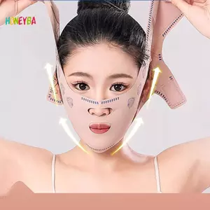 < Honeyba > Băng giảm béo Chin Cheek V Shaper Mặt nạ nâng đường V Nâng cơ mặt Dây đeo chống nhăn Mặt nạ ngủ Làm đẹp Sức khỏe Đẹp