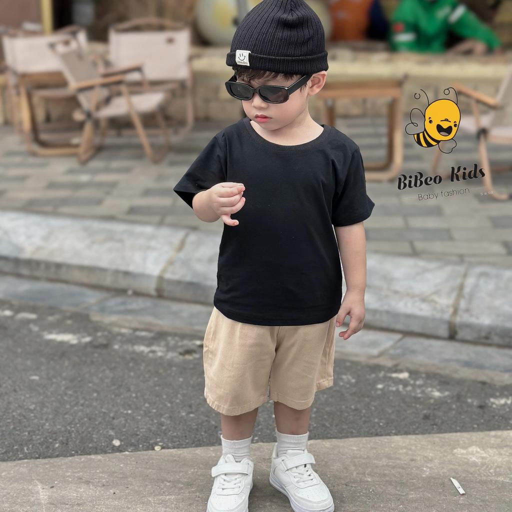 (HÀNG XẢ KHO) Bộ quần áo PHÔNG BASIC ĐEN QUẦN KAKI NUDE cho bé trai, siêu cá tính