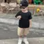 Bộ quần áo PHÔNG BASIC ĐEN QUẦN KAKI NUDE cho bé trai, siêu cá tính
