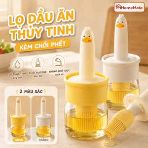 Lọ Đựng Dầu Ăn Kèm Cọ Silicon HomeMate Hình Vịt Dễ Thương, Bình Quét Dầu Chống Rò Rỉ Tiện Lợi