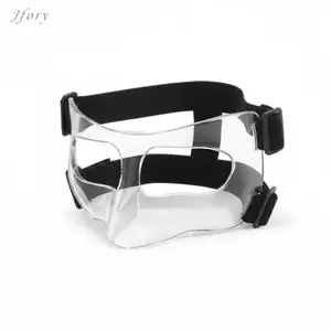 Mặt nạ trong suốt Jfory cho thể thao Tấm chắn mặt có độ bền cao Dây đeo đàn hồi Bảo vệ mũi để tập bóng rổ và bóng đá
