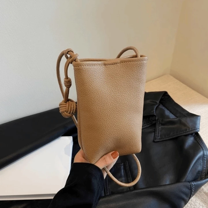 Túi đeo vai bằng da giới hạn UPSCALE, Túi đeo chéo điện thoại di động màu trơn bằng da PU, Túi điện thoại đơn giản Túi đeo chéo mini Ví điện thoại di động Túi đ – 7