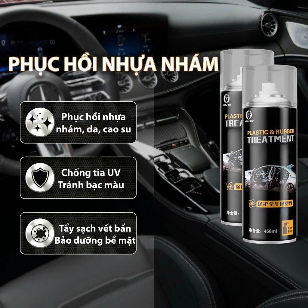 Chất phục hồi nhựa ô tô nguyên bản, chất bảo vệ cao su, xi taplo Dung dịch gốc nước, Chống bám bụi, Độ bền cao