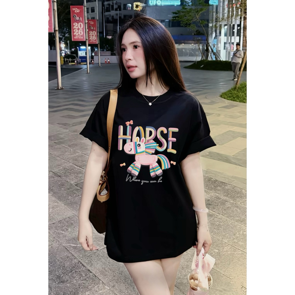 （Giao hàng 24h）Angela Áo Thun Nữ Form Rộng Cotton 2 Chiều In Hình Cute Nhiều Mẫu Áo Phông Nữ Dễ Thương Hot Trend