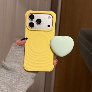 Ốp điện thoại di động hút từ tính màu trơn sóng tình yêu cho iPhone17 16 15 14 13 12 11 Pro Max bảo vệ camera chống sốc chống rơi mặt sau mềm