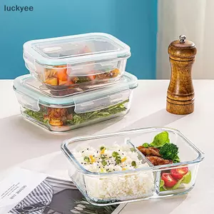 Luckyew 1 / 2 / 3 Lưới Thiên Nhiên Chống Rò Rỉ Lò Vi Sóng An Toàn Thực Phẩm Sắc Nét Cao Borosilicate Thủy Tinh Bento Hộp Có Nắp Hộp Cơm Trưa Kín Hơi TQ