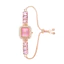 2025 Thời Trang Màu Trơn Cubic Zircon Dây Đeo Kim Cương Vuông Đồng Hồ Điều Chỉnh Miễn Phí Vòng Tay Đồng Hồ 26.5.15