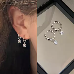 Bigapple Tinh Tế Giọt Zircon Mặt Dây Chuyền Bông Tai Thời Trang Đơn Giản Tính Khí Tai Nữ Bule Phụ Kiện Trang Sức Quà Tặng RDG
