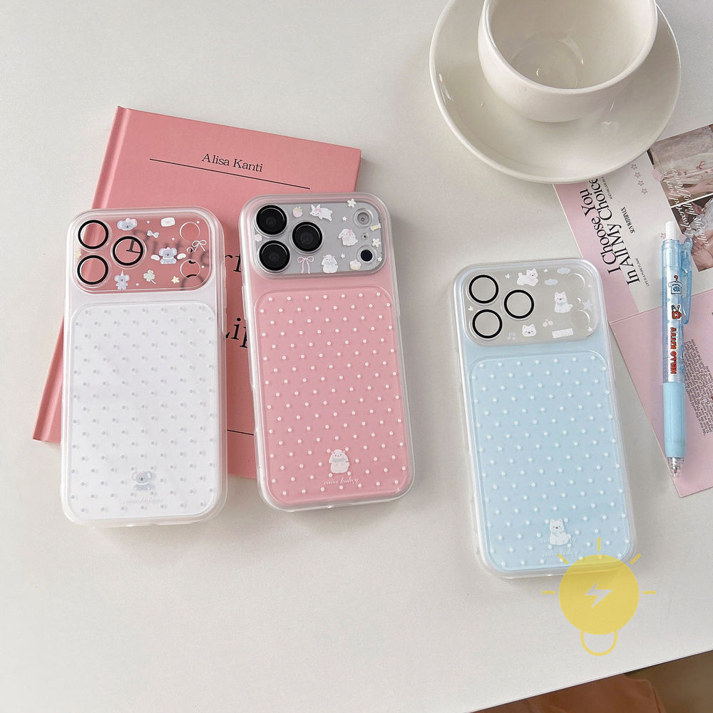 Phone Case For iPhone 17 Pro Max 16 15 14 TPU Polka Dot Aesthetic Korean Cute
