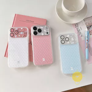 Phone Case For iPhone 17 Pro Max 16 15 14 TPU Polka Dot Aesthetic Korean Cute