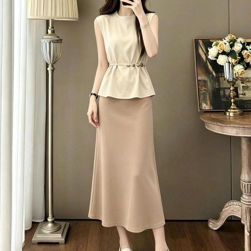 [Giảm giá trong thời gian có hạn] Nhẹ nhàng sang trọng Cảm giác cao cấp Tính khí Váy dài hẹp Bộ đồ đi lại mùa hè Ôm hơn Nhìn nhẹ nhàng