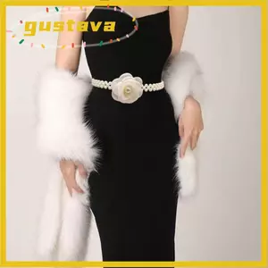 GUSTAVA Dây Thắt Lưng Trang Trí, Phụ Kiện Quần Áo Đầm Quần Jean Trang Trí Thắt Lưng Ngọc Trai, Hoa Thanh Lịch Dây Co Giãn Cho Nữ