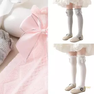 Ở Lại Lưới Trên Đầu Gối Tất Cho Bé Gái Nhảy Múa Fishnet Tất Thoáng Khí Cho Trường Học Trẻ Em Ruffle Viền Đầm S