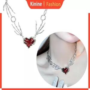 KIN Gothic Trái Tim Đỏ Vòng Cổ Mặt Dây Chuyền Chokers Chất Liệu Hợp Kim Trang Sức Dự Tiệc Cho Bé Gái
