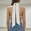 Áo ba lỗ nữ mùa hè màu trơn bất đối xứng viền cổ áo Vest không tay hở lưng