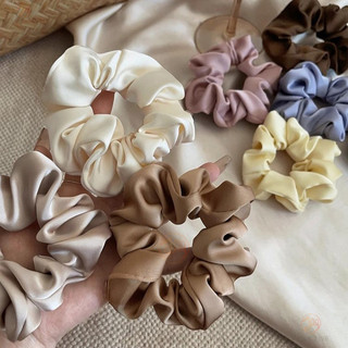 Dây buộc tóc satin scrunchy phong cách Hàn Quốc, đơn giản bóng, độ đàn hồi tốt và bền
