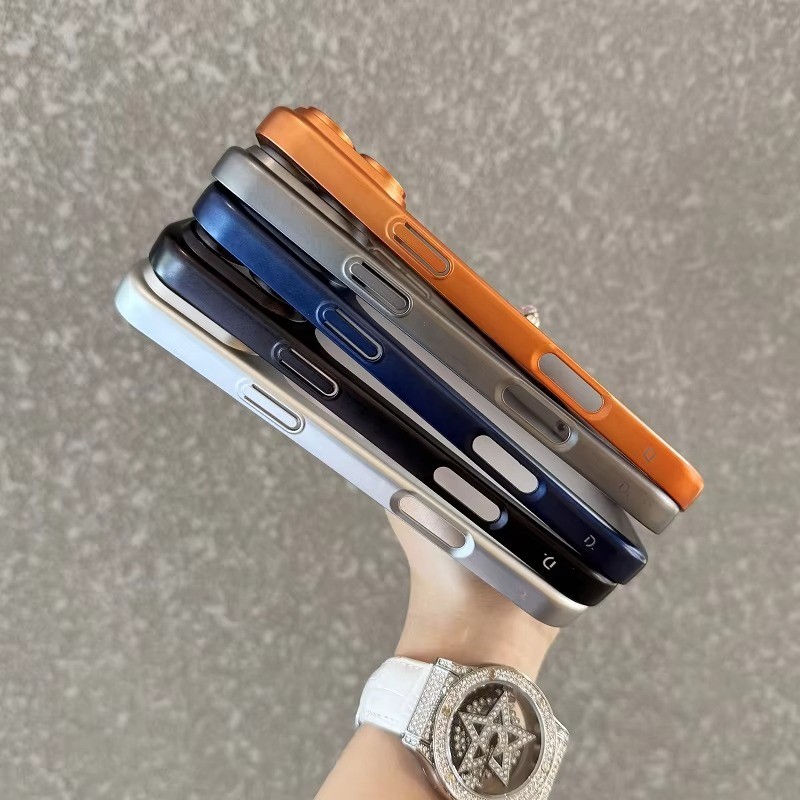 Ốp điện thoại mờ trong suốt cho iPhone 17 Pro 17 Air 16 15 14 13 Pro Max Bảo vệ toàn bộ ống kính Khung màu kim loại