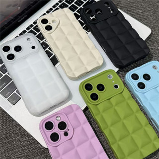 Ốp điện thoại kinh doanh màu trơn kẻ sọc Morandi 3D cho iPhone 17 Air 16 15 14 13 Pro Max Silicone mềm