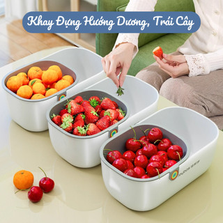 Khay Đựng Đồ Ăn Vặt 2 Lớp Tiện Lợi, Khay Đựng Hướng Dương – Trái Cây – Snack Có Lỗ Thoát Nước
