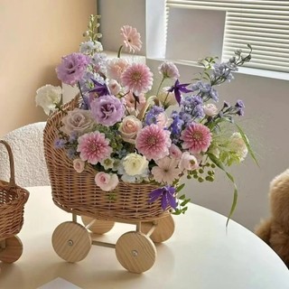Giỏ Kẹo MEGOCE, Giỏ Hoa Dệt Lớn, Di Động Có Tay Cầm Sắp Xếp Hoa Xe Đẩy Hình Xe Đẩy Cho Bé Xe Đẩy Trang Trí Nhà
