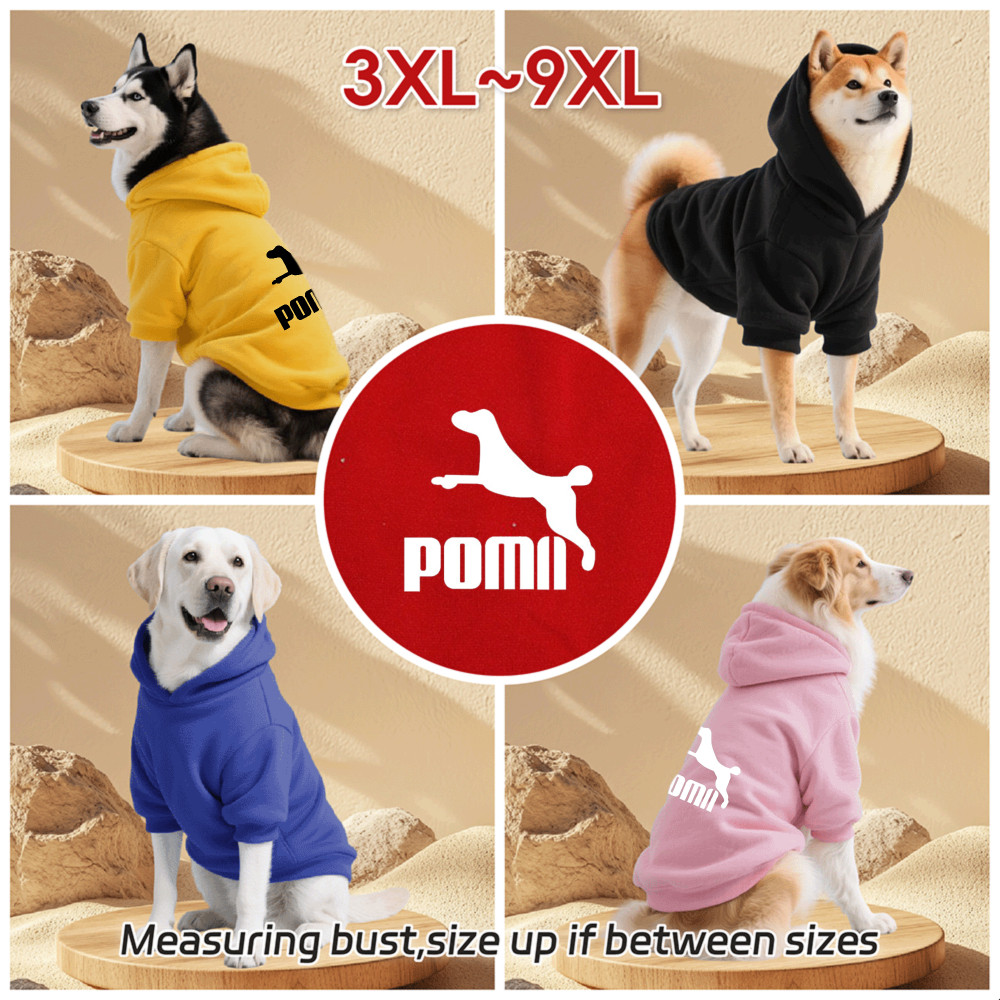 Áo Hoodie cho chó lớn 3XL-9XL, In hình chó hợp thời trang, kiểu áo chui đầu, Có 6 màu, Vải mềm, Thoải mái, thoáng khí, ấm áp, có thể giặt được, Thích hợp cho tất cả các giống chó lớn